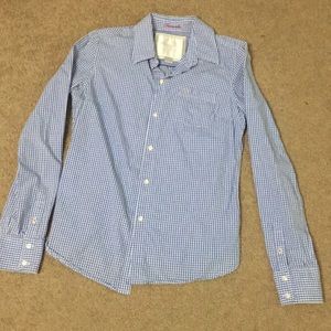 Blue and white checked shirt